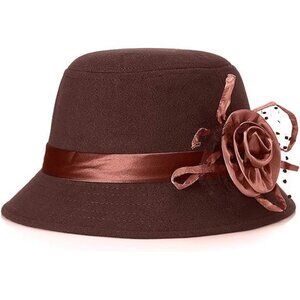 Vintage Felt Cloche Hat Dark Coffee